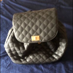 Black leather backpack